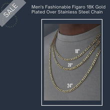 Load and play video in Gallery viewer, NEW - Fashionable Figaro 18K Gold Over Stainless Steel Italian Chain Necklace (FREE SHIPPING 🔥 )
