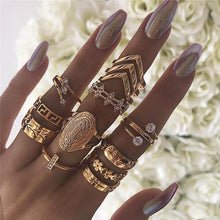 Load image into Gallery viewer, 18k Gold Plated Medallion Ring Set With Crystals (13 Pieces, FREE SHIPPING 🔥)
