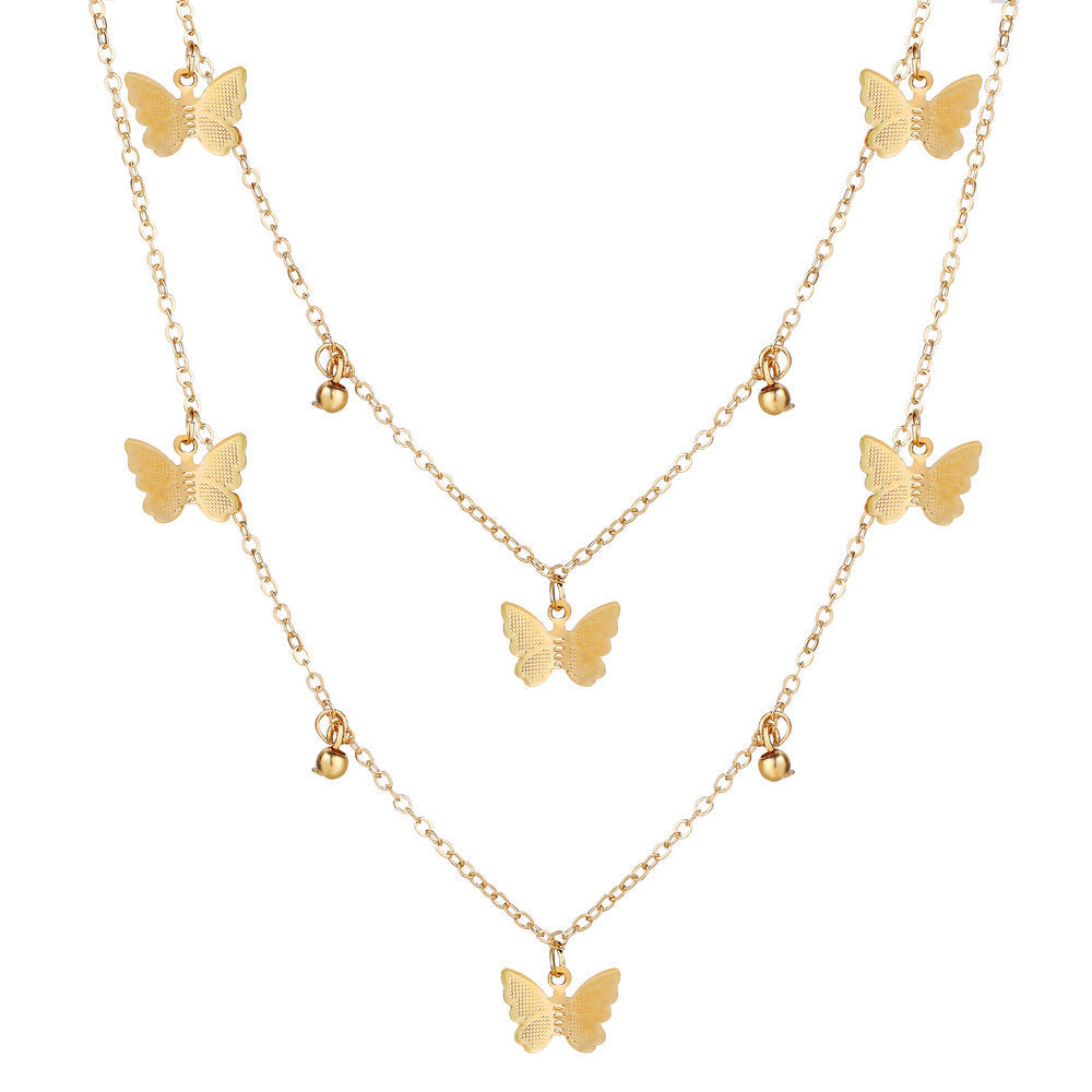 18K Gold Plated Butterfly Layered Necklace (FREE SHIPPING)