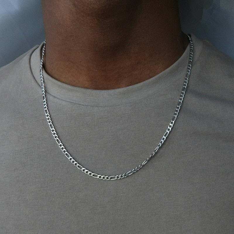 NEW - Fashionable Figaro 18K Gold Over Stainless Steel Italian Chain Necklace (FREE SHIPPING 🔥 )