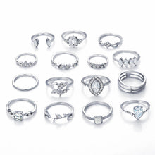 Load image into Gallery viewer, 18K White Gold -   Ring Set With Austrian Crystals (15 pieces, FREE SHIPPING)
