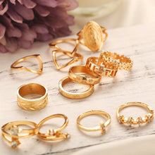 Load image into Gallery viewer, 18k Gold Plated Medallion Ring Set With Crystals (13 Pieces, FREE SHIPPING 🔥)
