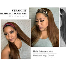 Load image into Gallery viewer, Bone Straight Human Hair Glueless Headband Wig with Highlights (FREE SHIPPING)
